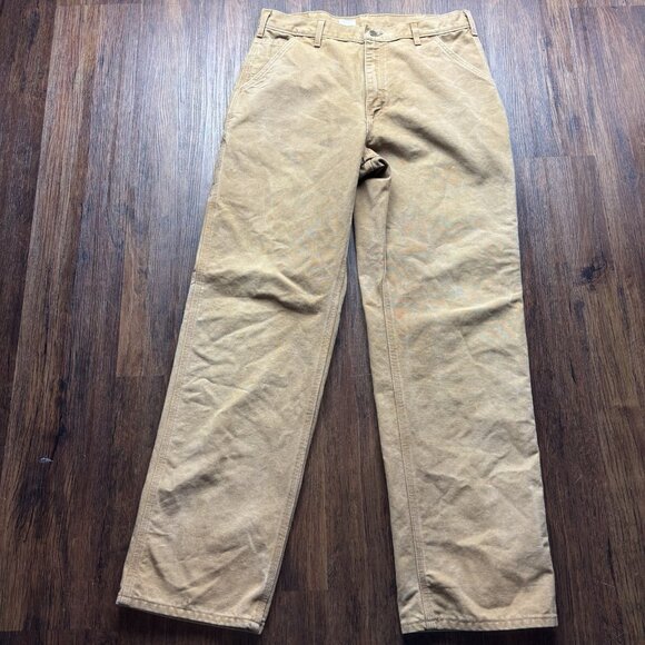 Carhartt Dark Cargo Pants Relaxed Fit Carpenter Khaki Men’s Size 38 X 34 - Picture 1 of 10